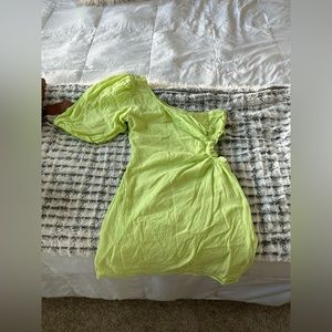 Hello molly one shoulder lime green mini dress. Size small